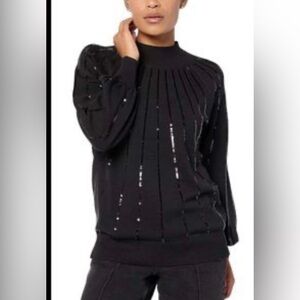 Jingle Belles Kim Gravel Black Sequin Sweater. Size XXS. Oversized.